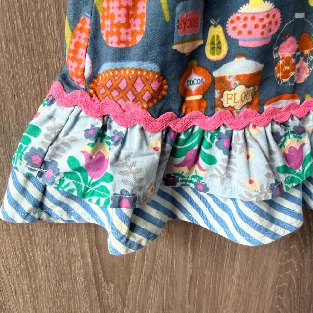 Matilda Jane Little Sweetie Dress 18-24M Pink Blue Mixed Print Ruffle Tea Party - Picture 3 of 6